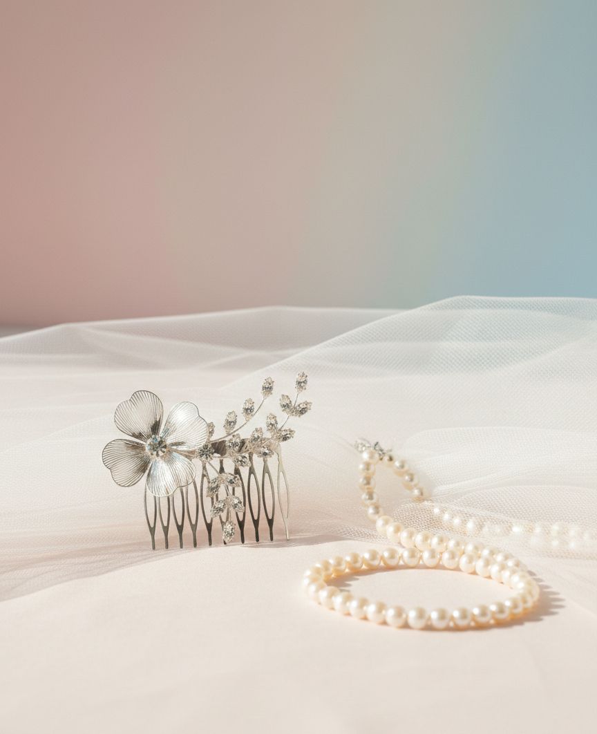 Luxury Silver Flower Hair Comb with Sparkling Crystal