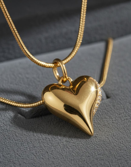 Elegant Gold Heart Pendant Necklace for Women | Simple & Classy Gold-Plated Chain | Perfect Gift Jewelry for Girls