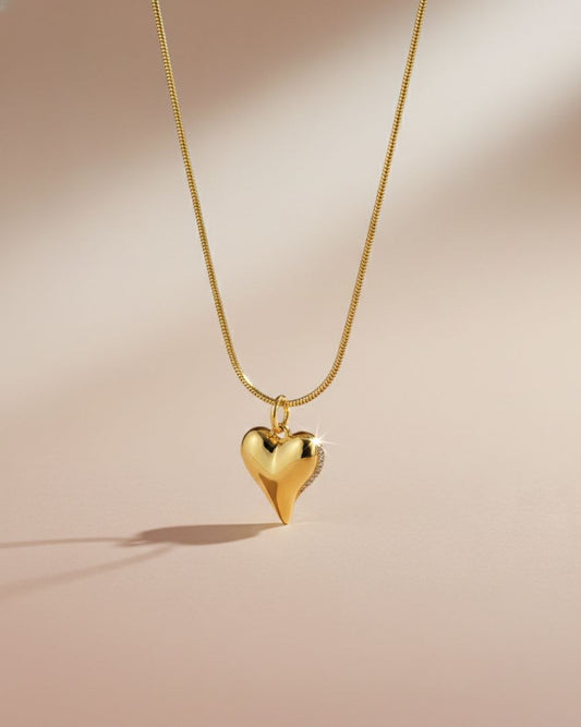 Elegant Gold Heart Pendant Necklace for Women | Simple & Classy Gold-Plated Chain | Perfect Gift Jewelry for Girls