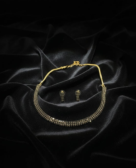 Elegant Rose Gold Crystal Necklace & Earrings Set